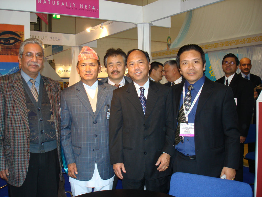 Gyalgin Sherpa with Nepal’s Prime Minister at ITB Berlin