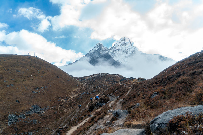 Scenic view of a mountain range with a clear sky