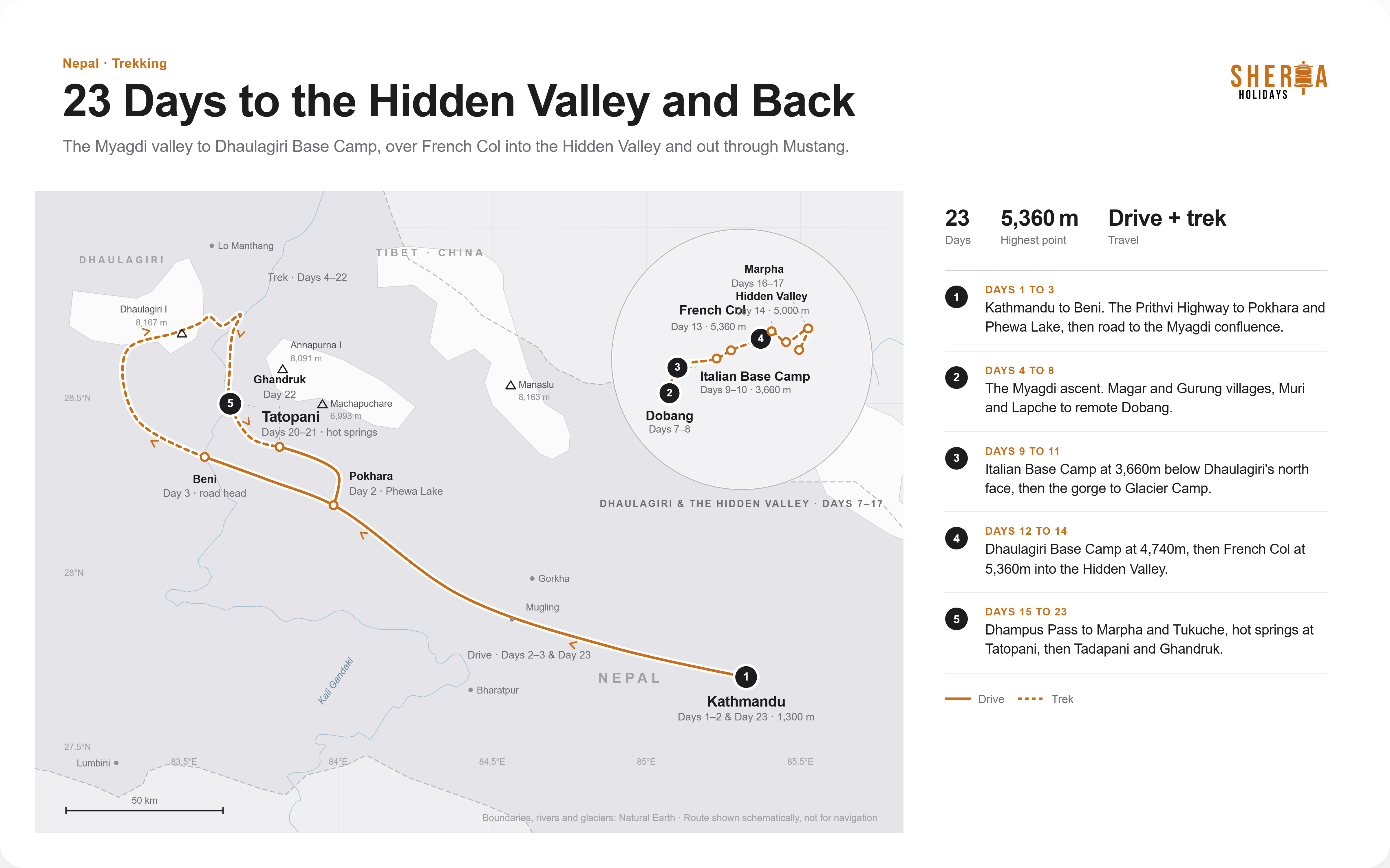 Dhaulagiri Circuit Trek Nepal route map