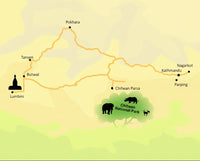 Map of South Asia with Chitwan National Park highlighted.