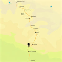 Map of a hiking route with marked stops