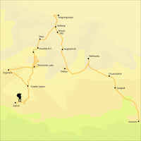Map of the Dolpo trek with various locations marked