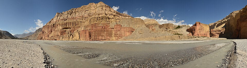 Panorama of the Kali Gandaki gorge in Upper Mustang, Nepal
