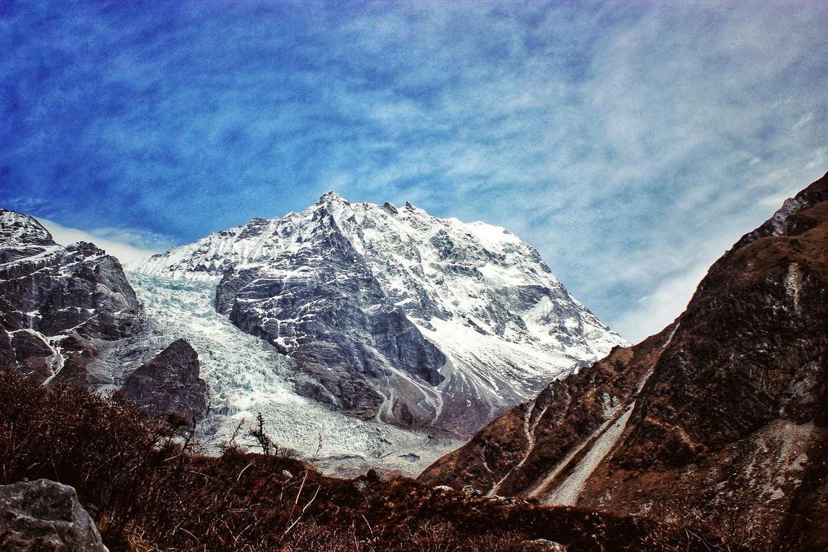 Langtang peaks and glacier above the valley