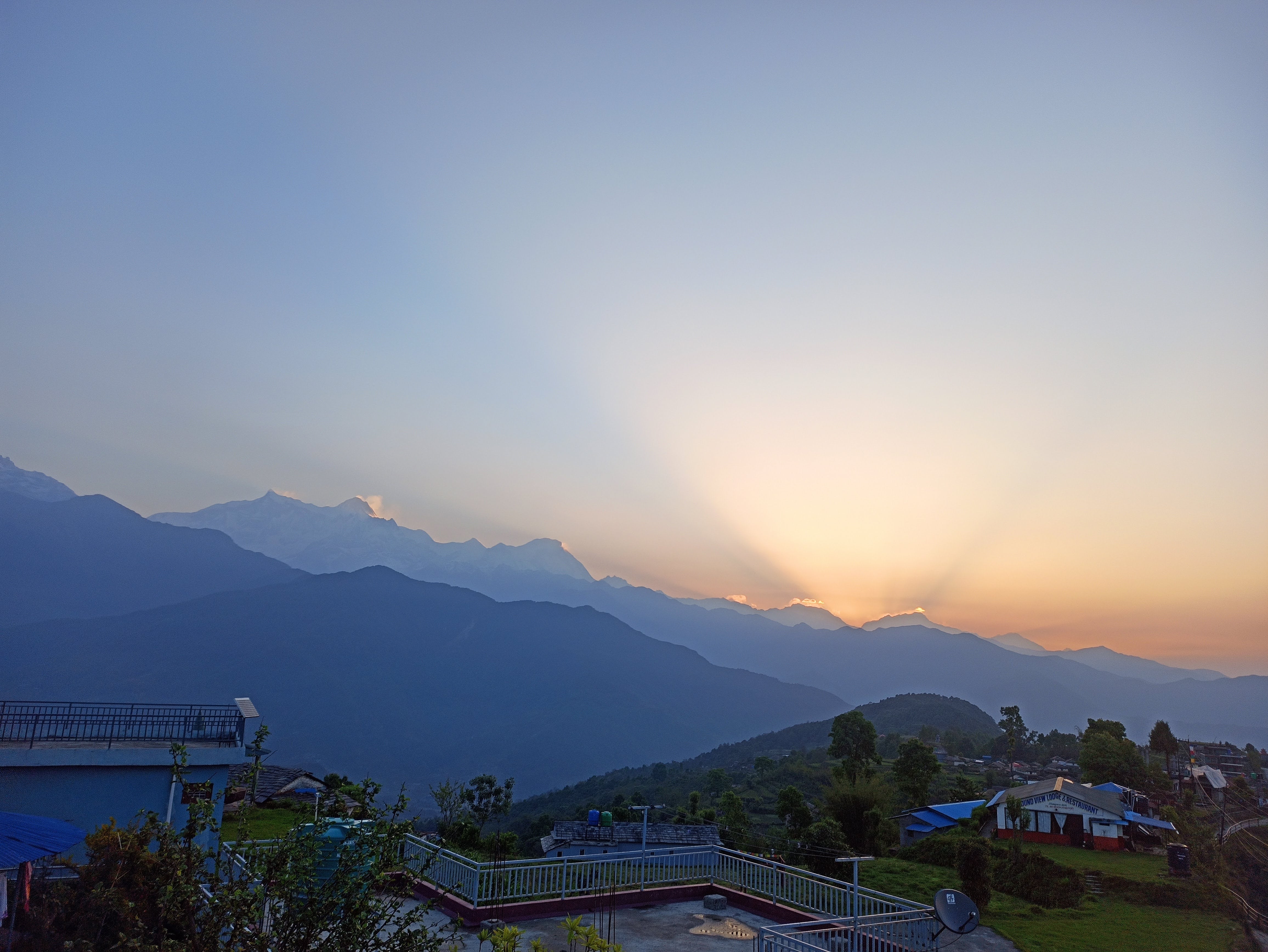 Sunrise over the Annapurna range and Machhapuchhre from Dhampus, Nepal