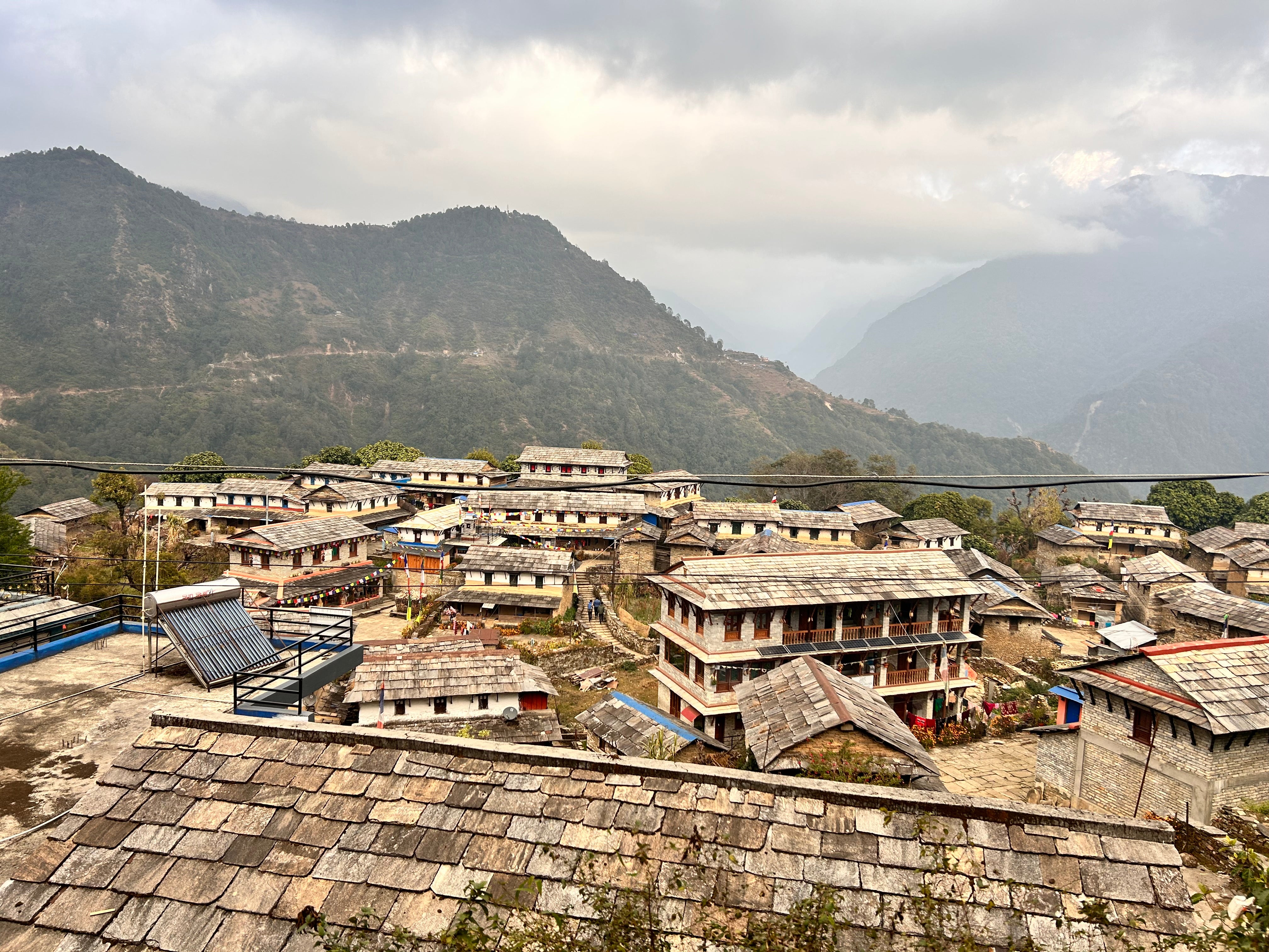 Stone houses and roofs in Ghandruk, Nepal.