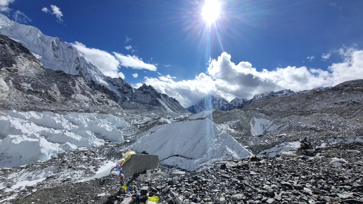 Glacier and mountains at Everest Base Camp on the Nepal side.