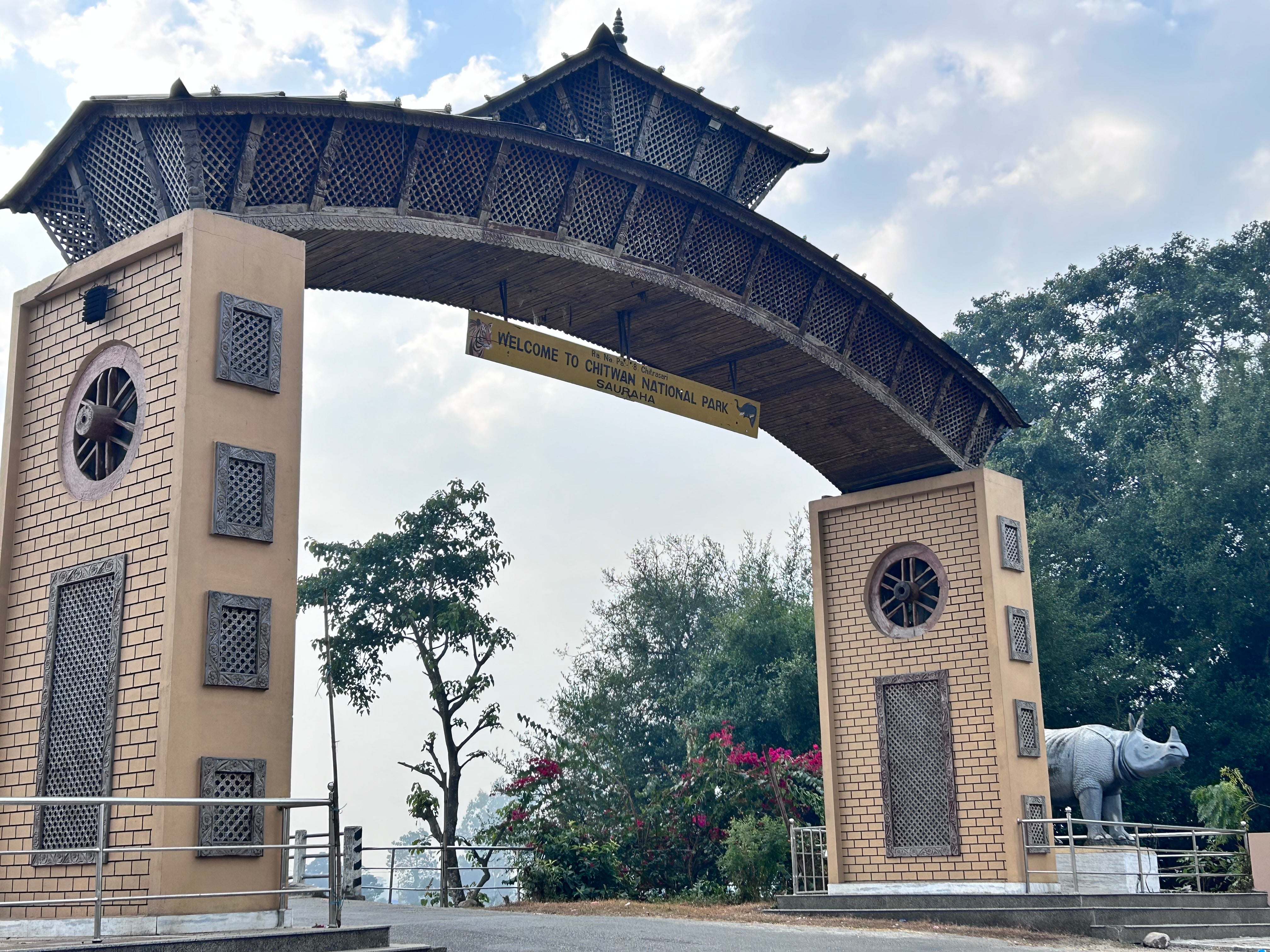 Entrance gate to Chitwan National Park, Nepal.