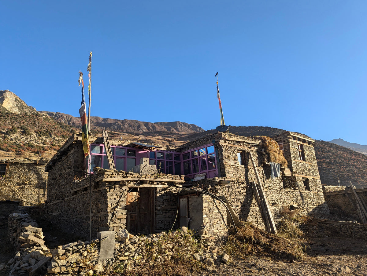 Old stone house in Manang, Nepal.