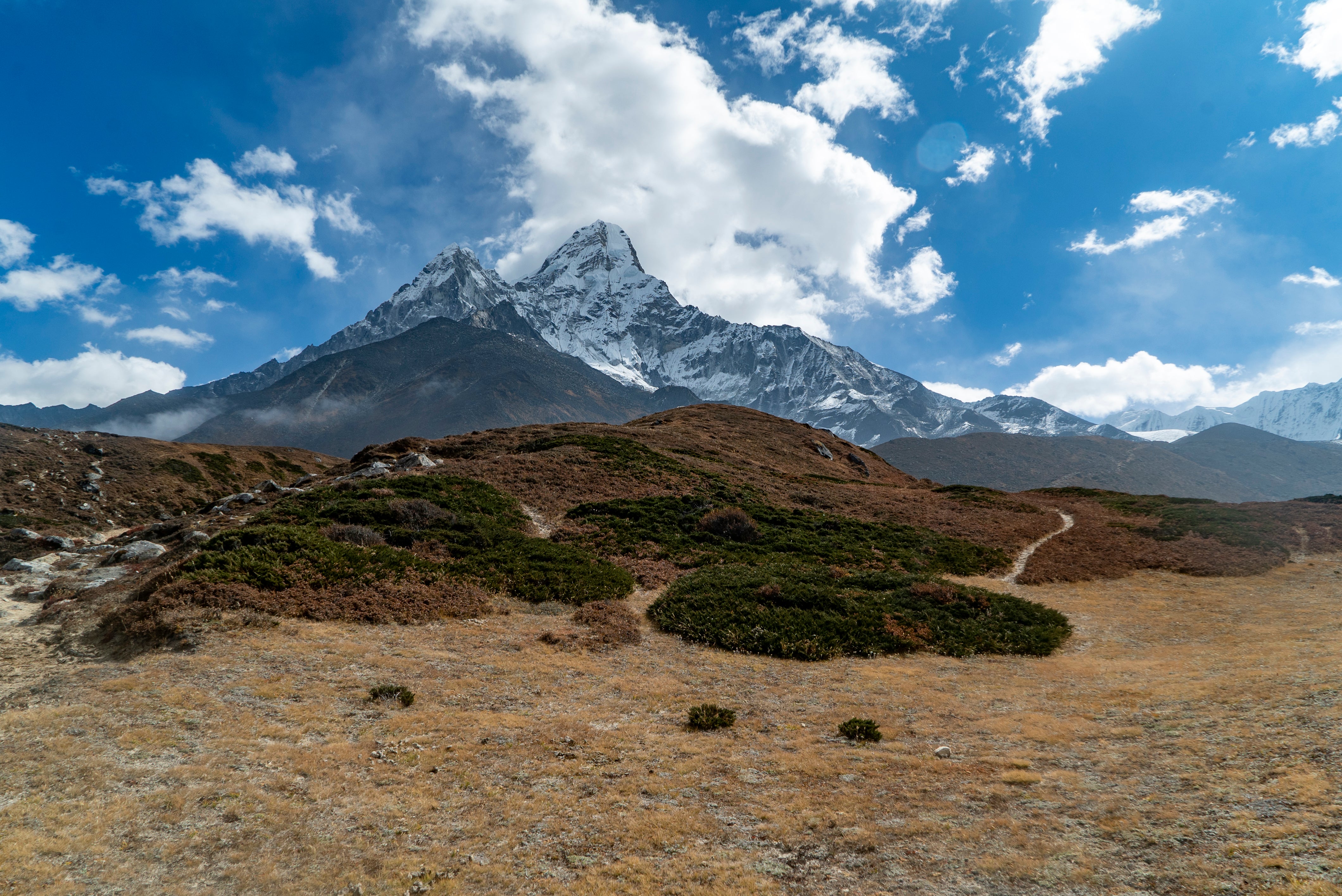 Ama Dablam and a trail in Khumbu, Nepal.
