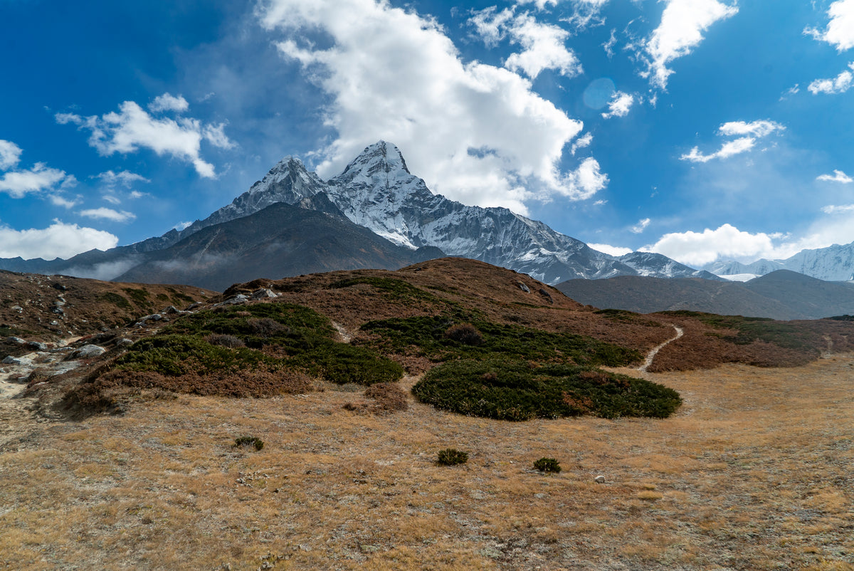 Ama Dablam and a trail in Khumbu, Nepal.